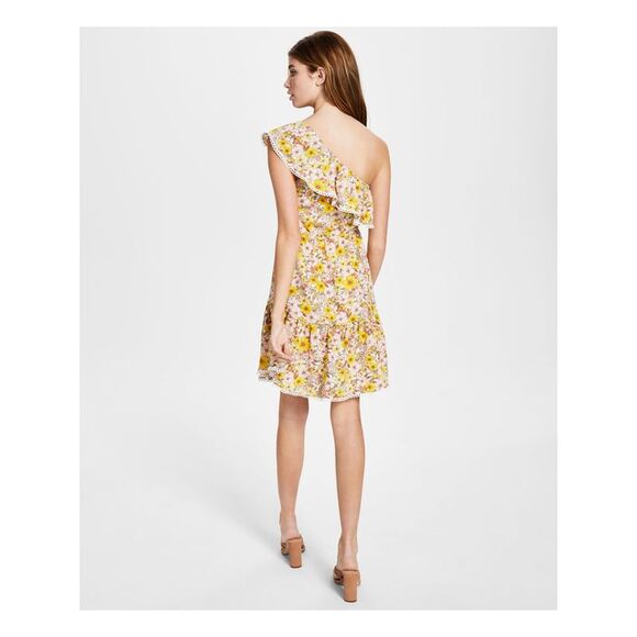 BAR III Womens Yellow Trim Lined Sleeveless Short Fit + Flare Dress L - Picture 2 of 4